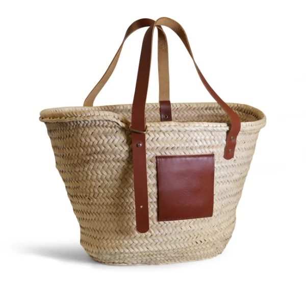 Grand panier en paille RIVIERA, objet publicitaire écologique personnalisable, fabriqué en Espagne