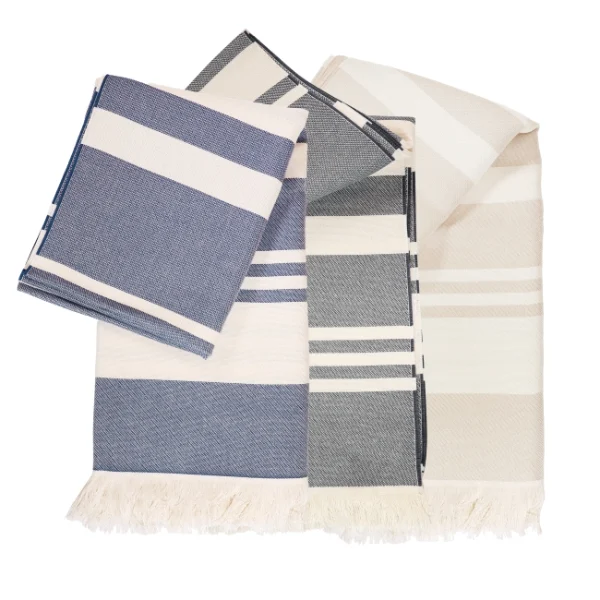 Fouta coton biologique 190g AXELINE, objet publicitaire écologique personnalisable, fabriqué en France