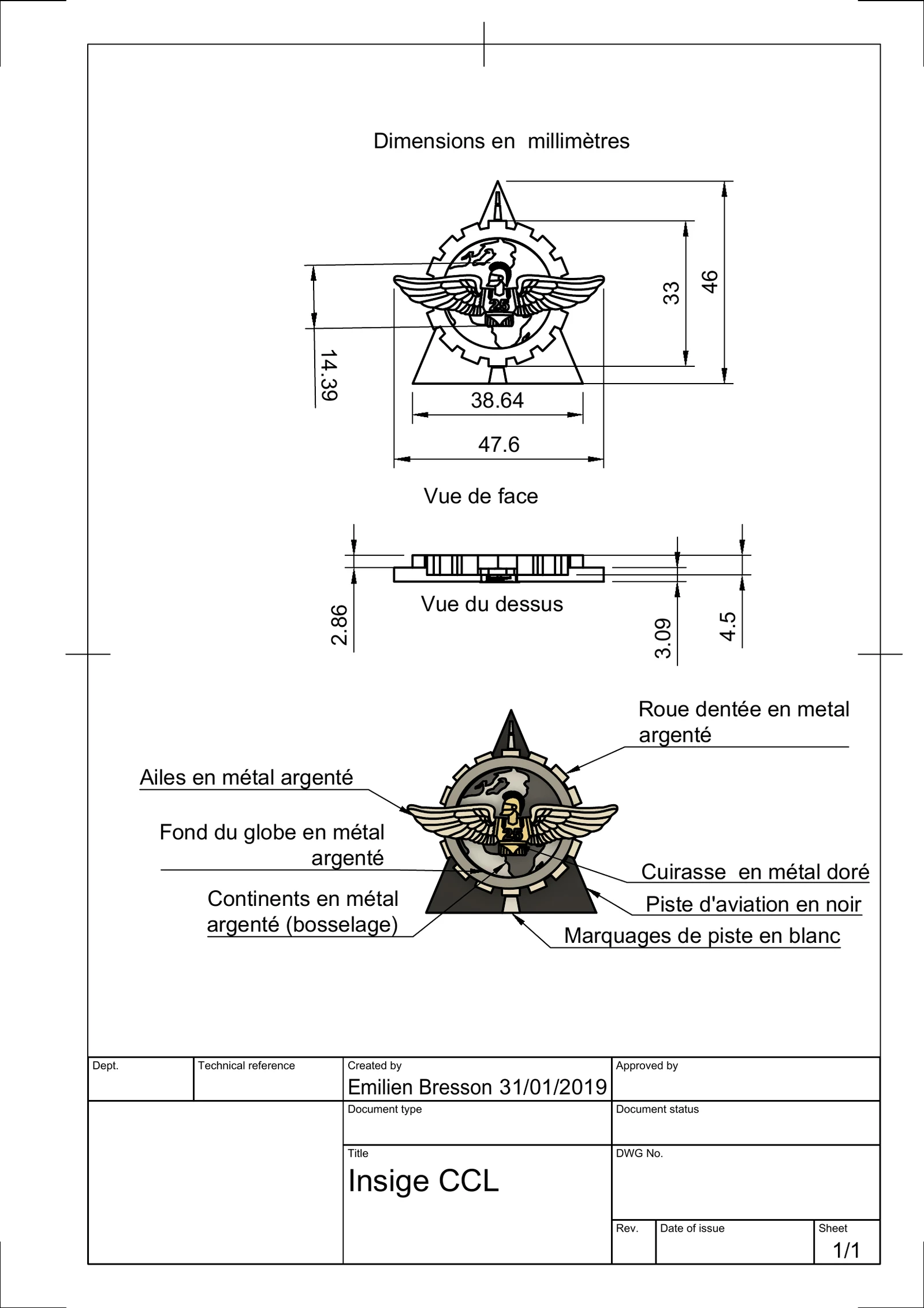 Plan coté fourni par la CCL du 25e régiment du génie de l’air, dimensions et répartition des finitions par zone, projet suivi par Promosapiens