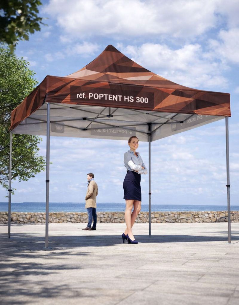 Tente pliante acier renforcé 3 × 3 m personnalisable, gamme POPTENT HS 300