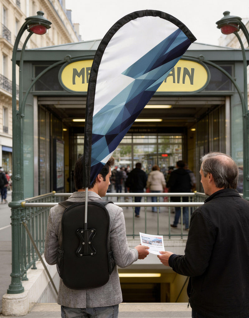 Drapeau sur sac à dos personnalisable, gamme TREK FLAG