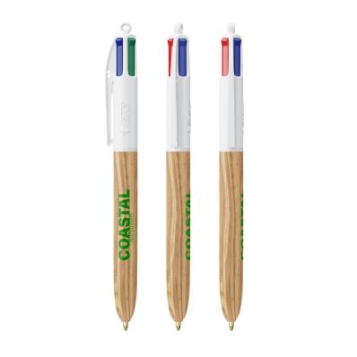 Stylo publicitaire BIC 4 Couleurs Wood Style finition bois, fabriqué en France