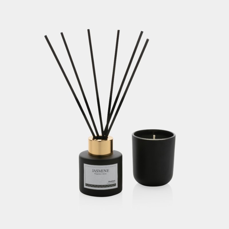 Set bougie et bâtonnets parfumés Ukiyo personnalisable au logo