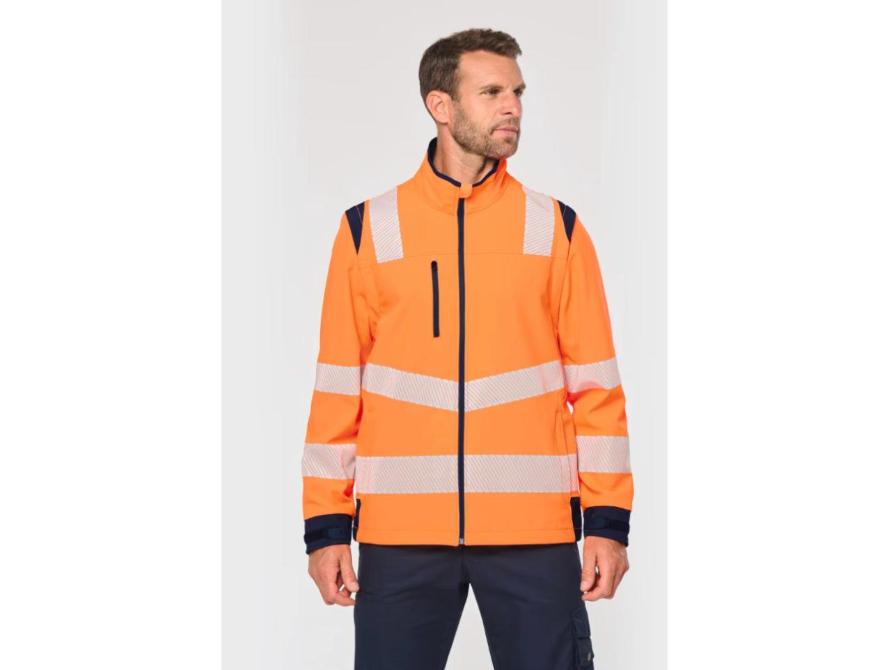 Veste softshell haute visibilité de sécurité WK460 personnalisable, vue de face