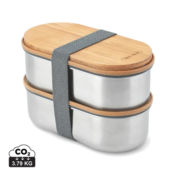 Boîte à bento double en acier inoxydable Black+Blum personnalisable avec votre logo