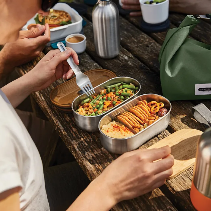 Boîte à bento double en inox Black+Blum personnalisé, cadeau d'affaires