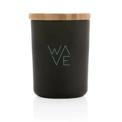 Bougie parfumée couvercle bambou Ukiyo personnalisable avec votre logo, idée cadeau de fin d'année