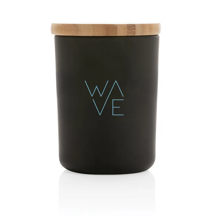 Bougie parfumee couvercle en bambou ukiyo personnalisé avec logo, cadeau d'affaires