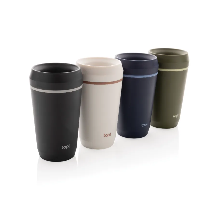 Mug Topl 354 ml, couvercle 360°, plastique recyclé personnalisé, cadeau d'affaires