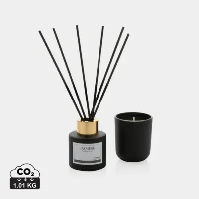 Set bougie et bâtonnets parfumés Ukiyo personnalisable avec votre logo, idée cadeau de fin d'année